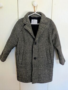 Zara Kid  Tweed Plaid Pea Coat Unisex